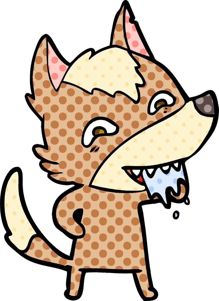 cartoon hungry wolf vector