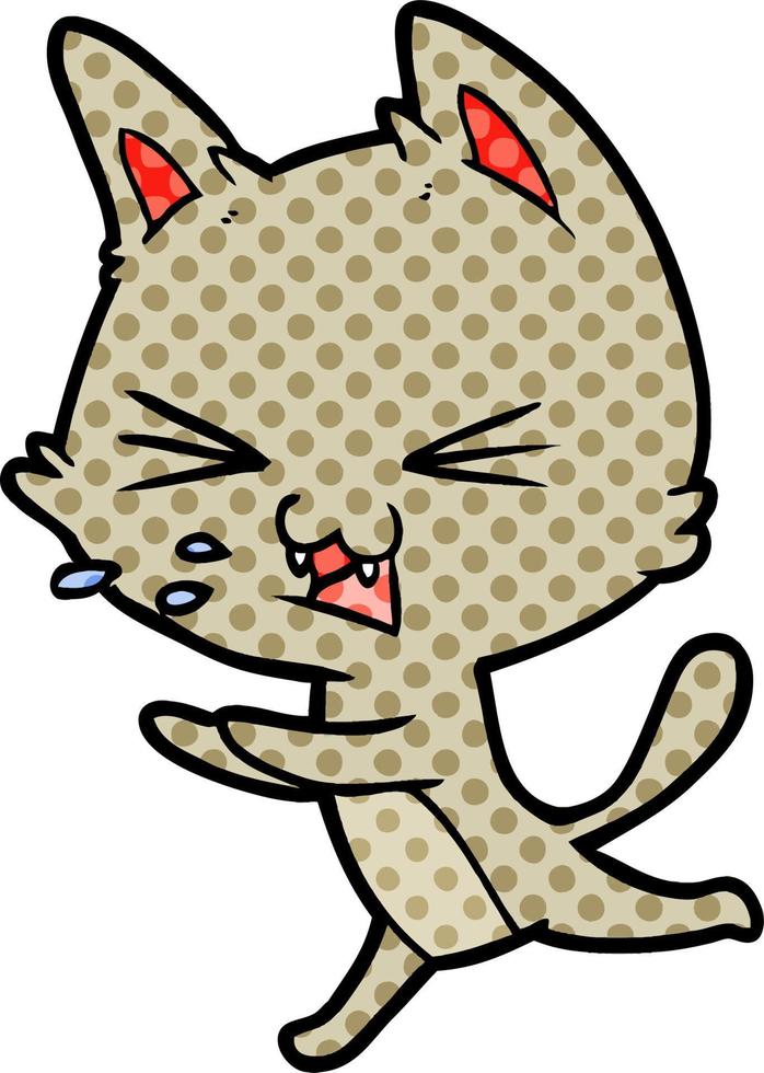 gato de dibujos animados silbando vector