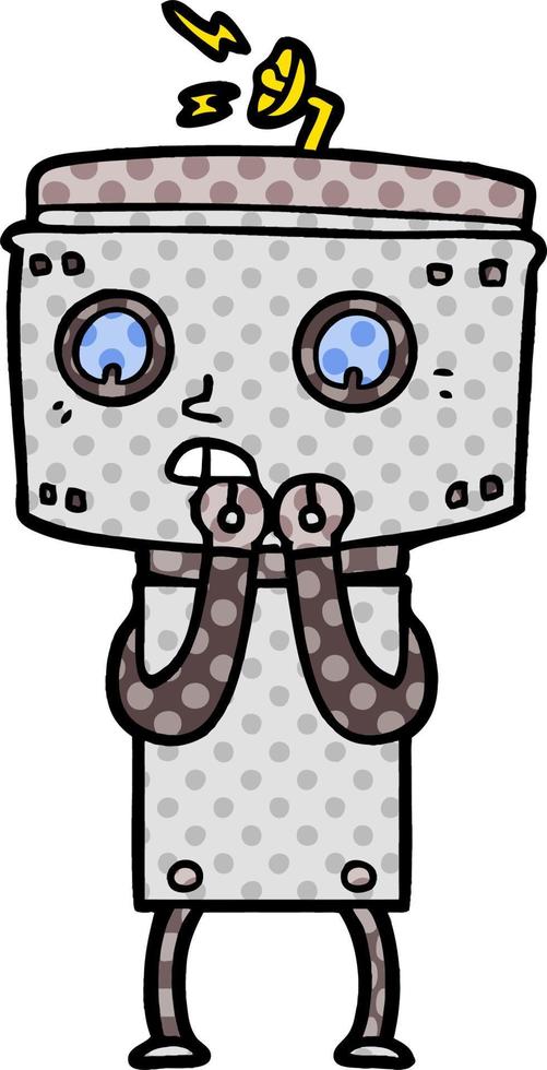 nervous cartoon robot vector