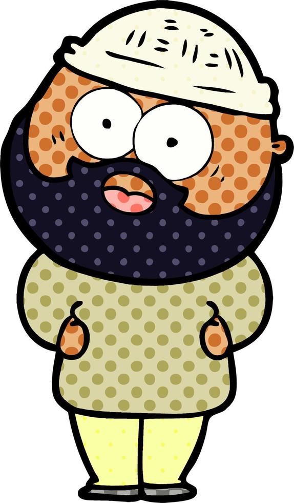 cartoon surprised bearded man vector