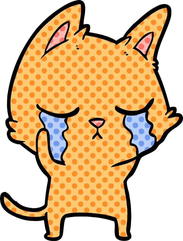 crying cartoon cat vector