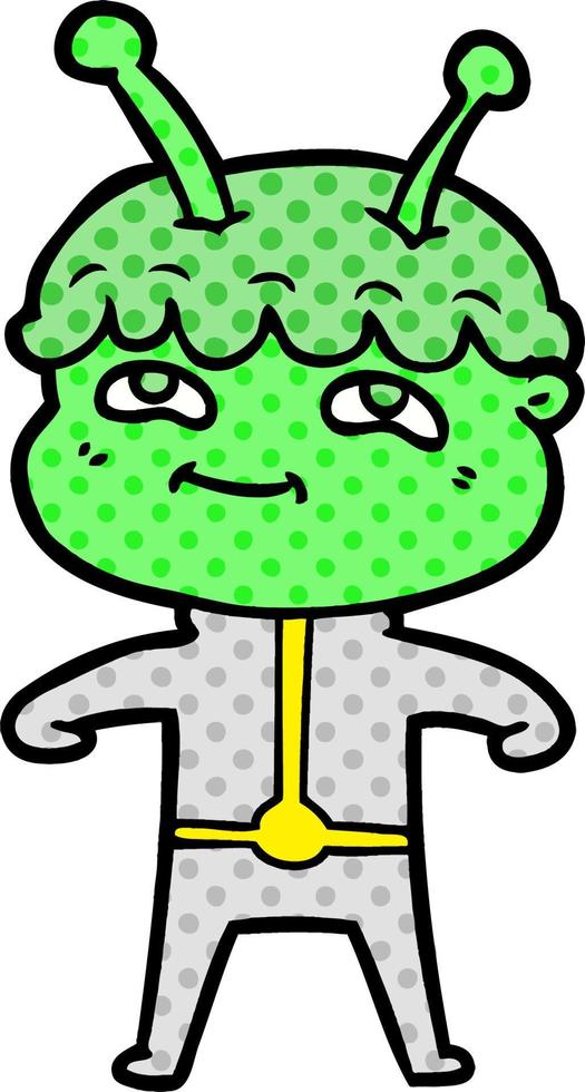 friendly cartoon spaceman vector