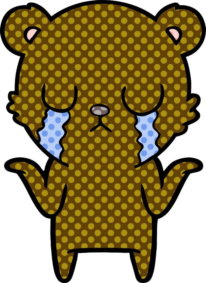 crying cartoon bear vector