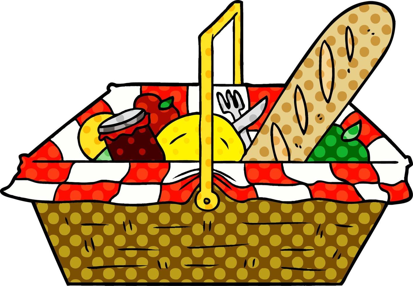 cartoon picnic basket vector