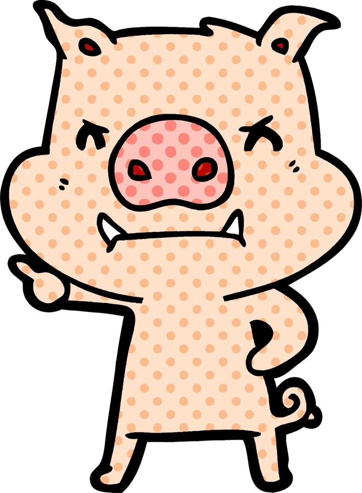 angry cartoon pig vector