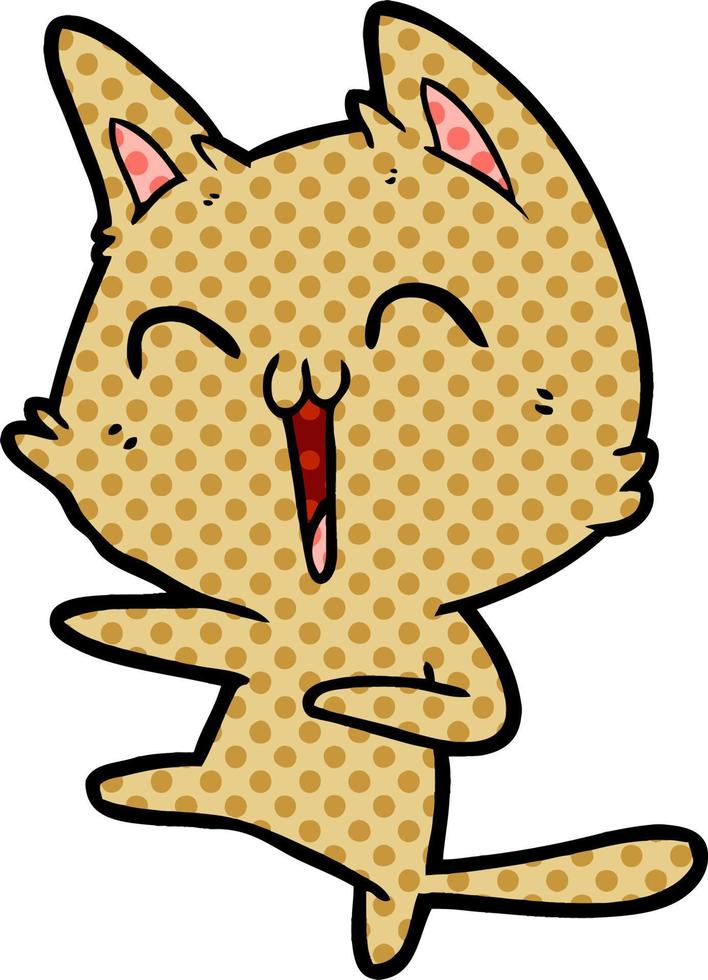 gato de dibujos animados feliz maullando vector