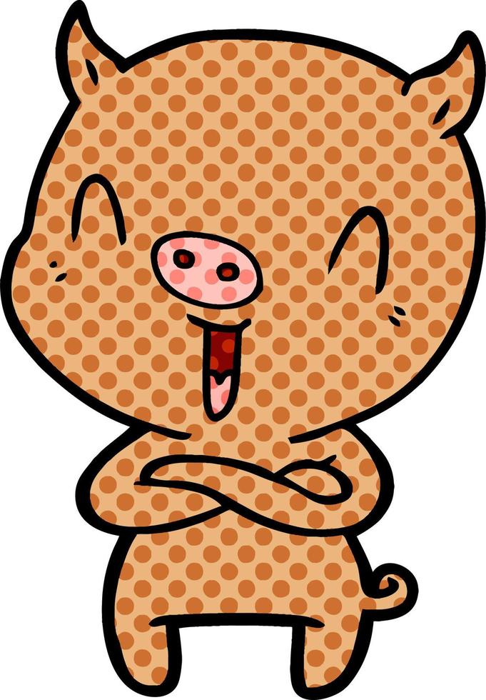 happy cartoon pig vector