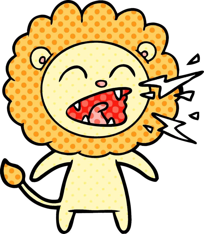 cartoon roaring lion vector