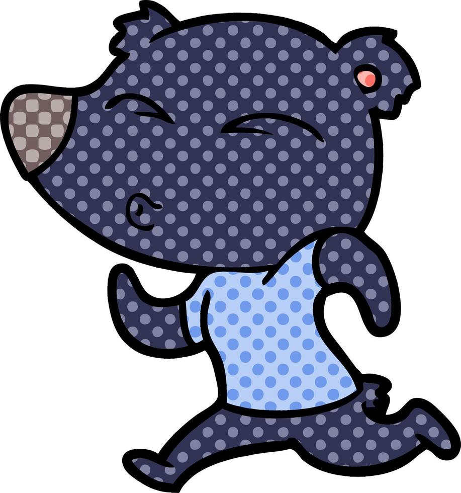 cartoon jogging bear vector