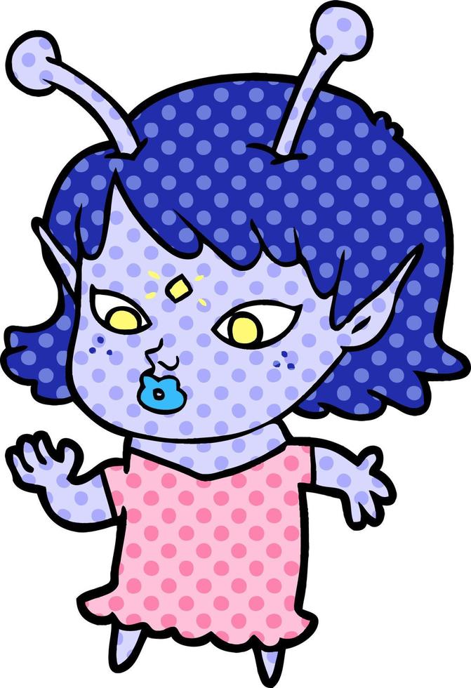 pretty cartoon alien girl vector