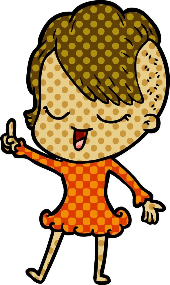happy cartoon girl vector