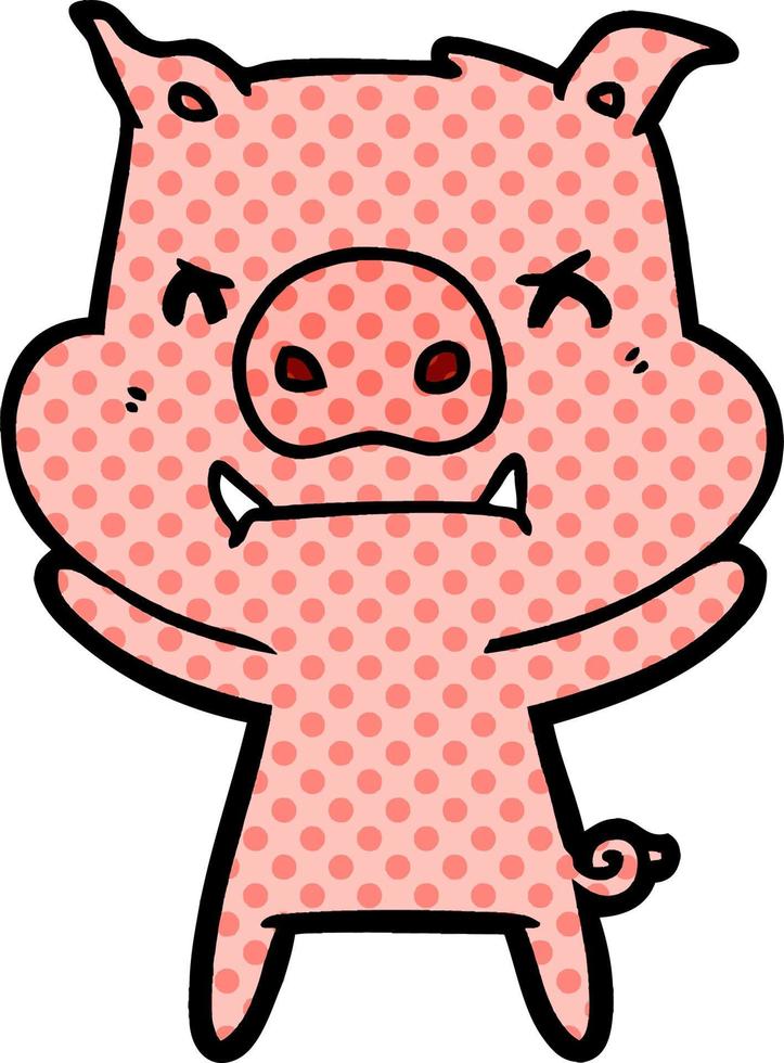 angry cartoon pig vector