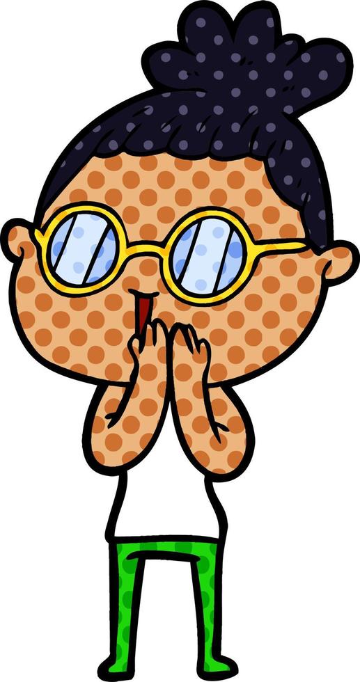 cartoon woman wearing spectacles vector