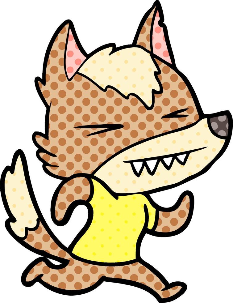 angry wolf cartoon vector