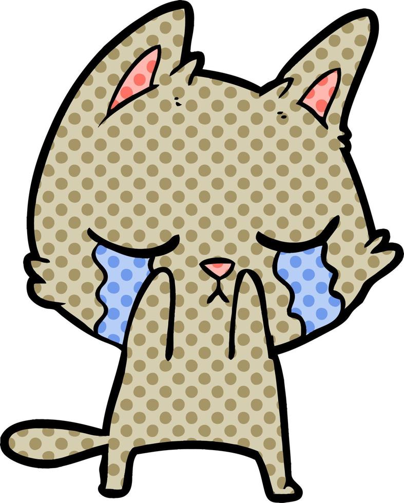 crying cartoon cat vector