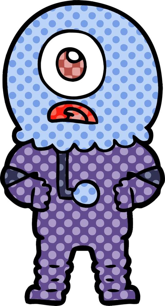 cartoon cyclops alien spaceman vector