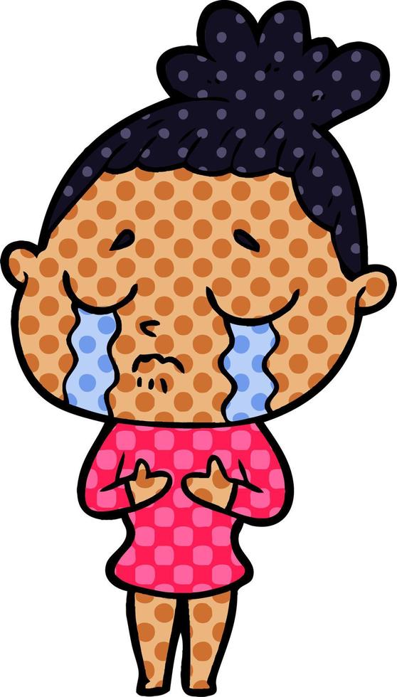 cartoon crying woman vector