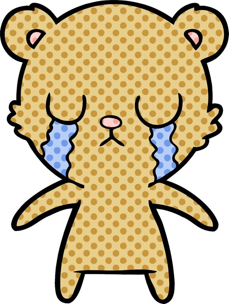 crying cartoon bear vector