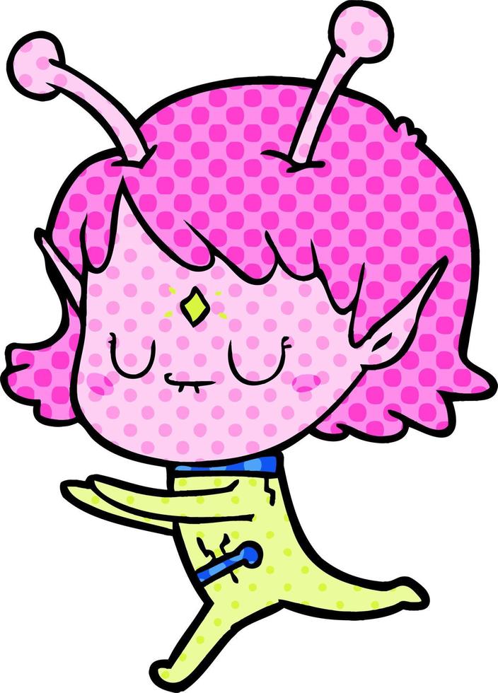 cartoon alien girl vector