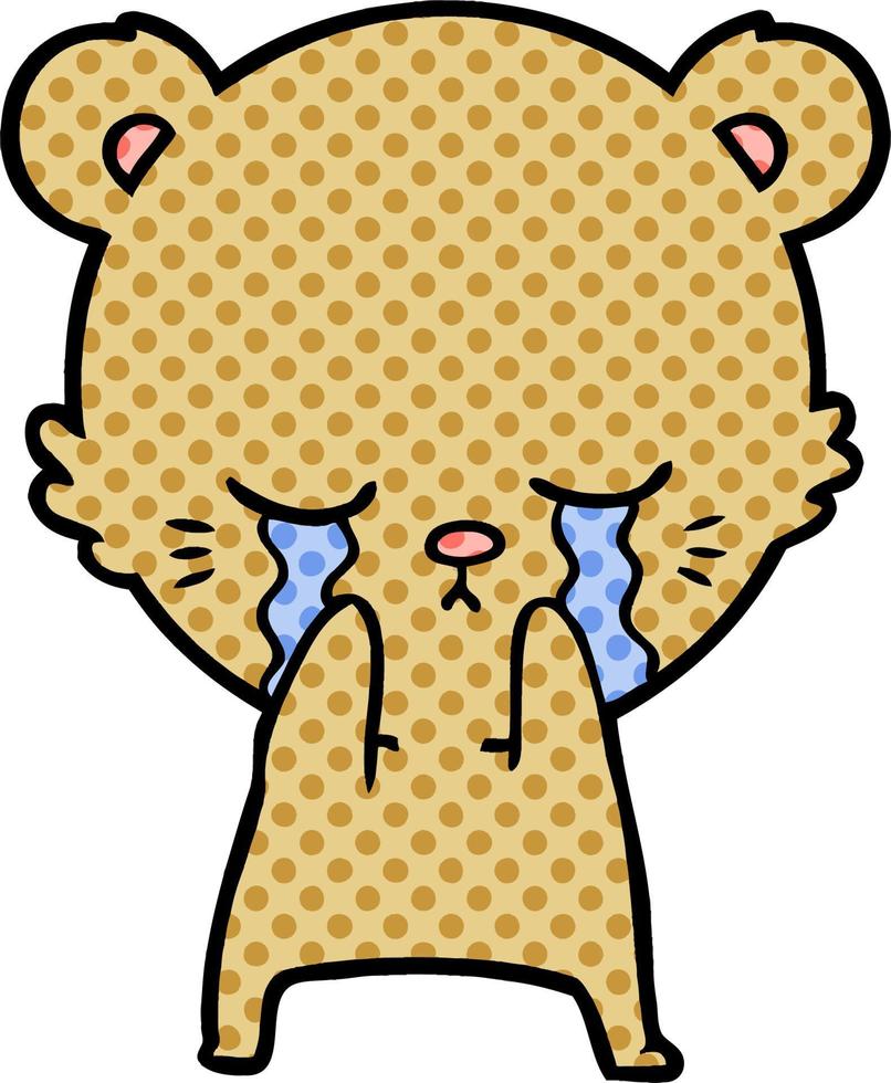 crying cartoon bear vector
