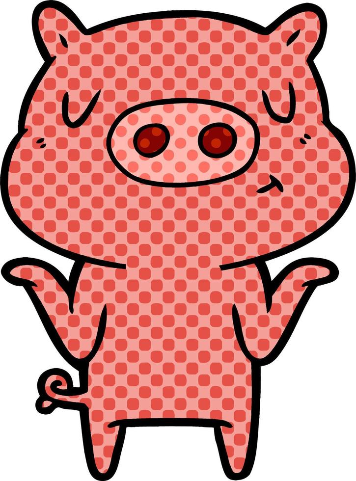 cartoon content pig vector