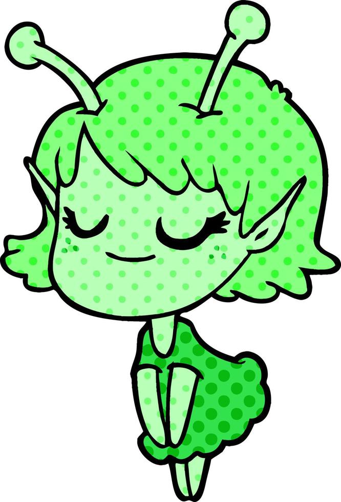 smiling alien girl cartoon vector