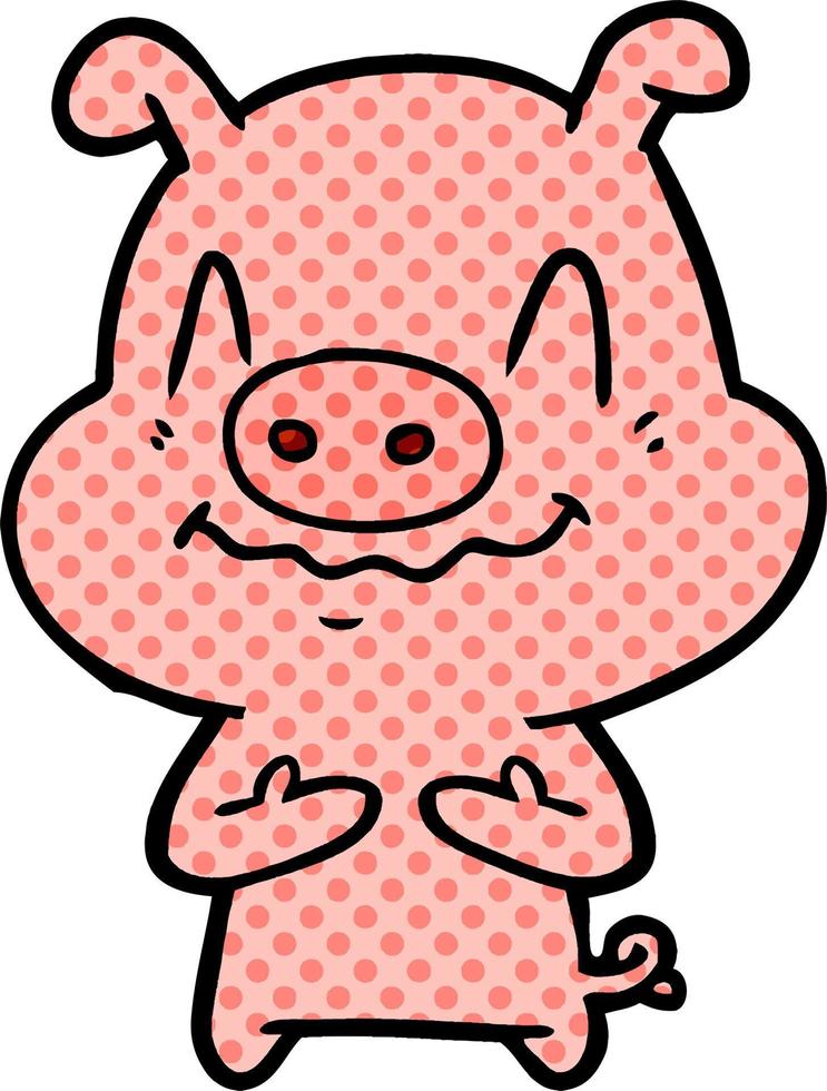 nervous cartoon pig vector