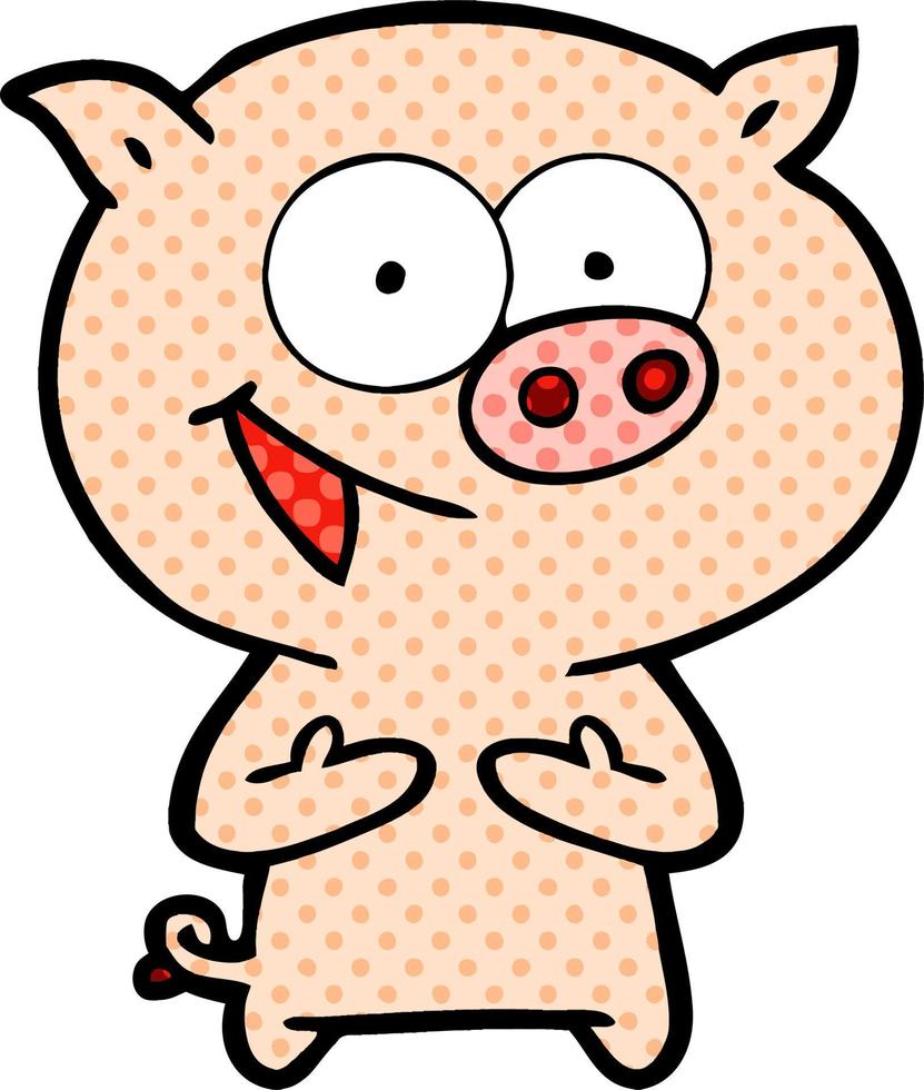 cheerful pig cartoon vector