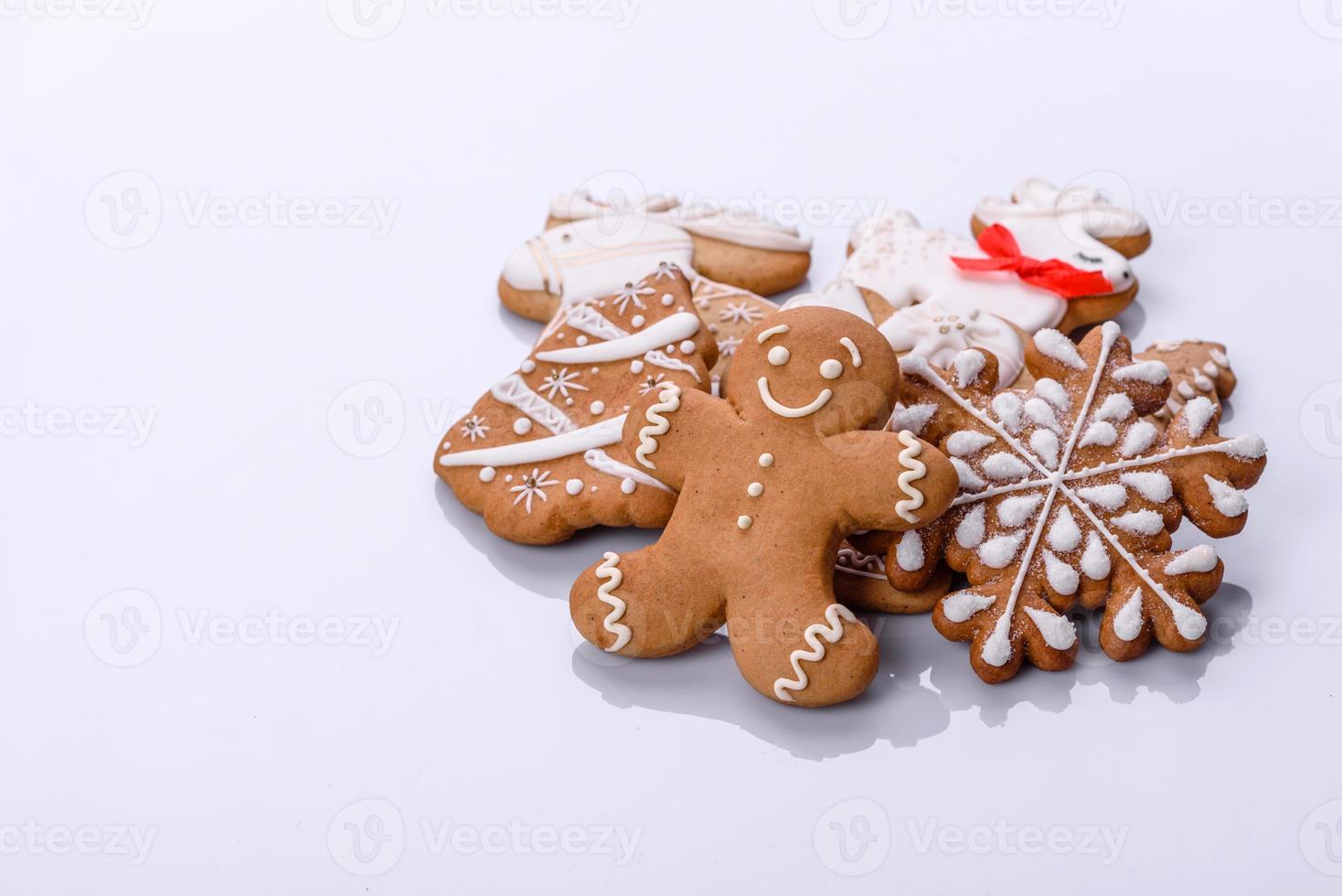Elements of Christmas scenery, toys, gingerbread and other Christmas tree decorations photo