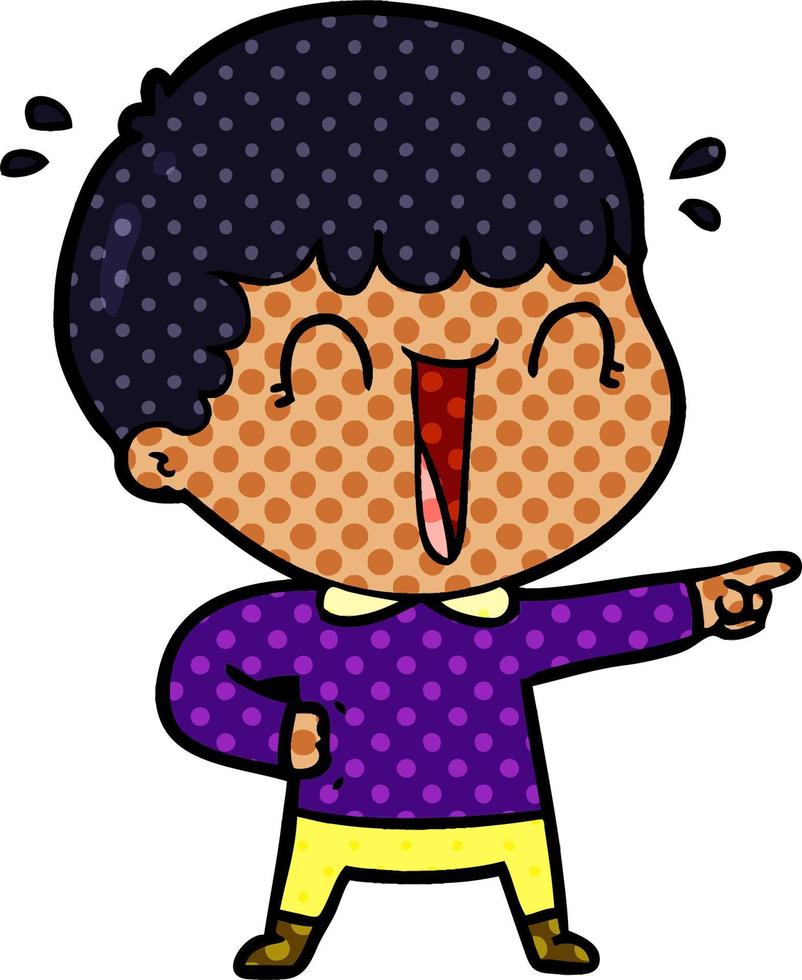 laughing cartoon man pointing finger vector