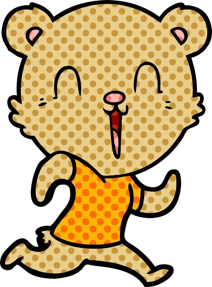 happy cartoon bear running vector