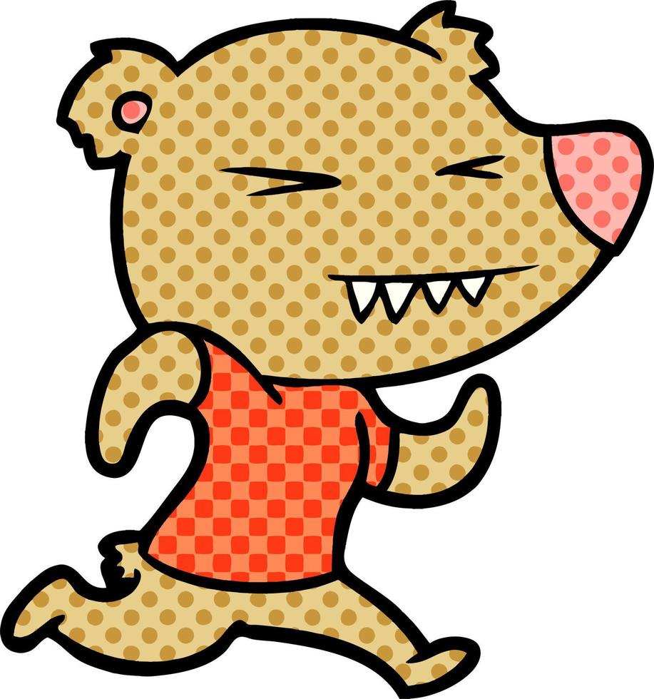 angry bear cartoon running vector