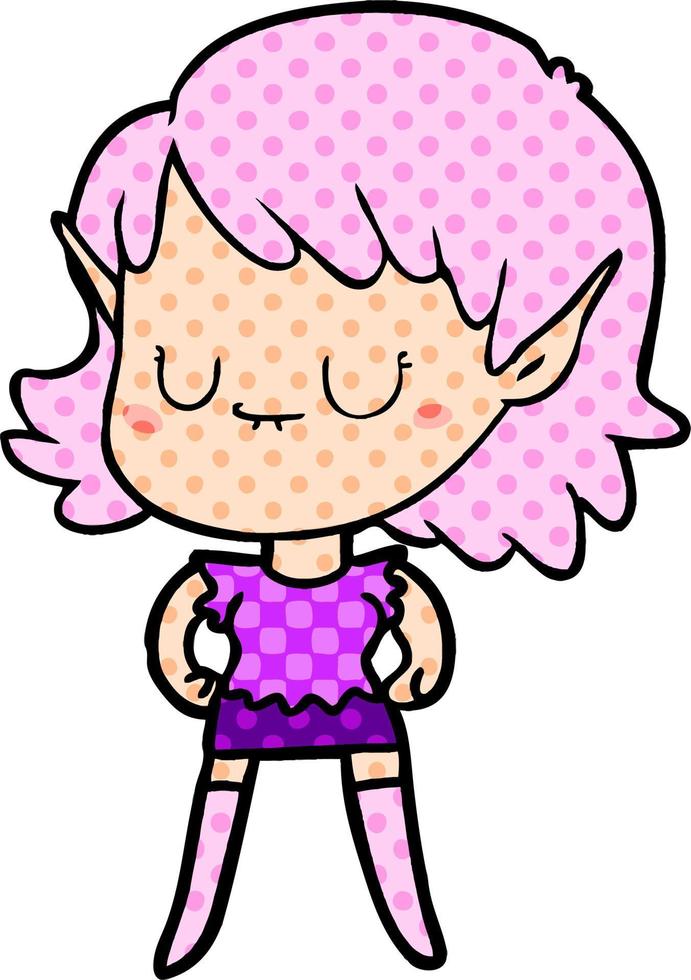 happy cartoon elf girl vector