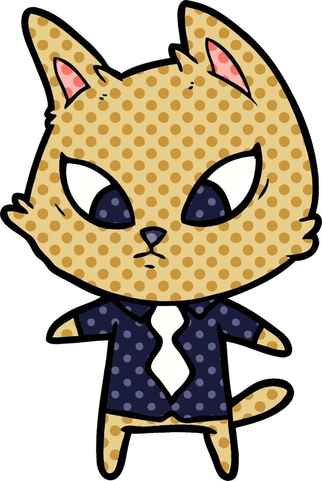 confused cartoon business cat vector