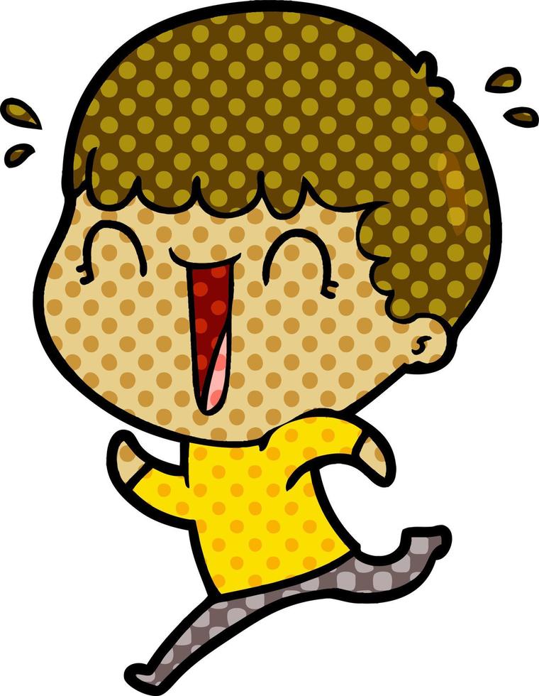 laughing cartoon man running vector