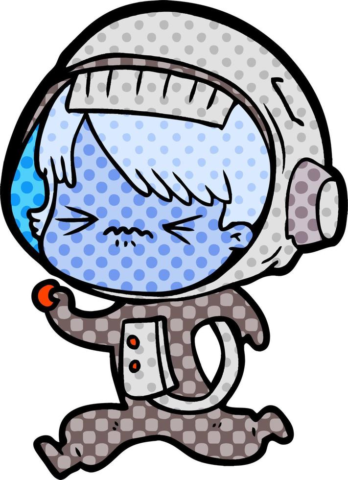 angry cartoon space girl running vector