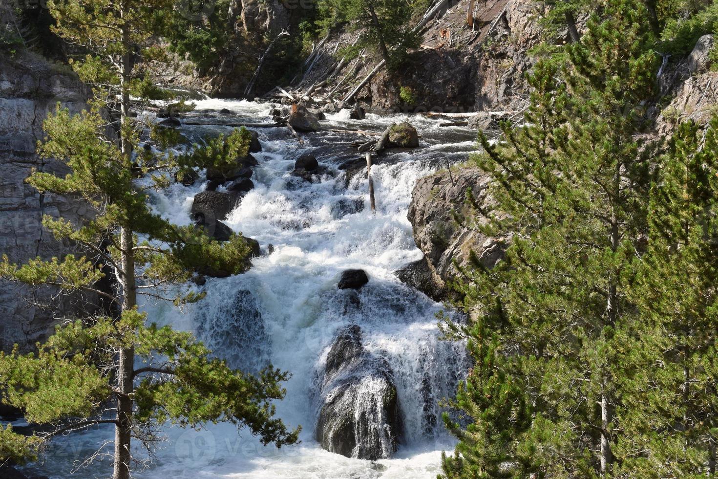 Beautiful Waterfall In Firehole Canyon In Yellowstone National Park photo