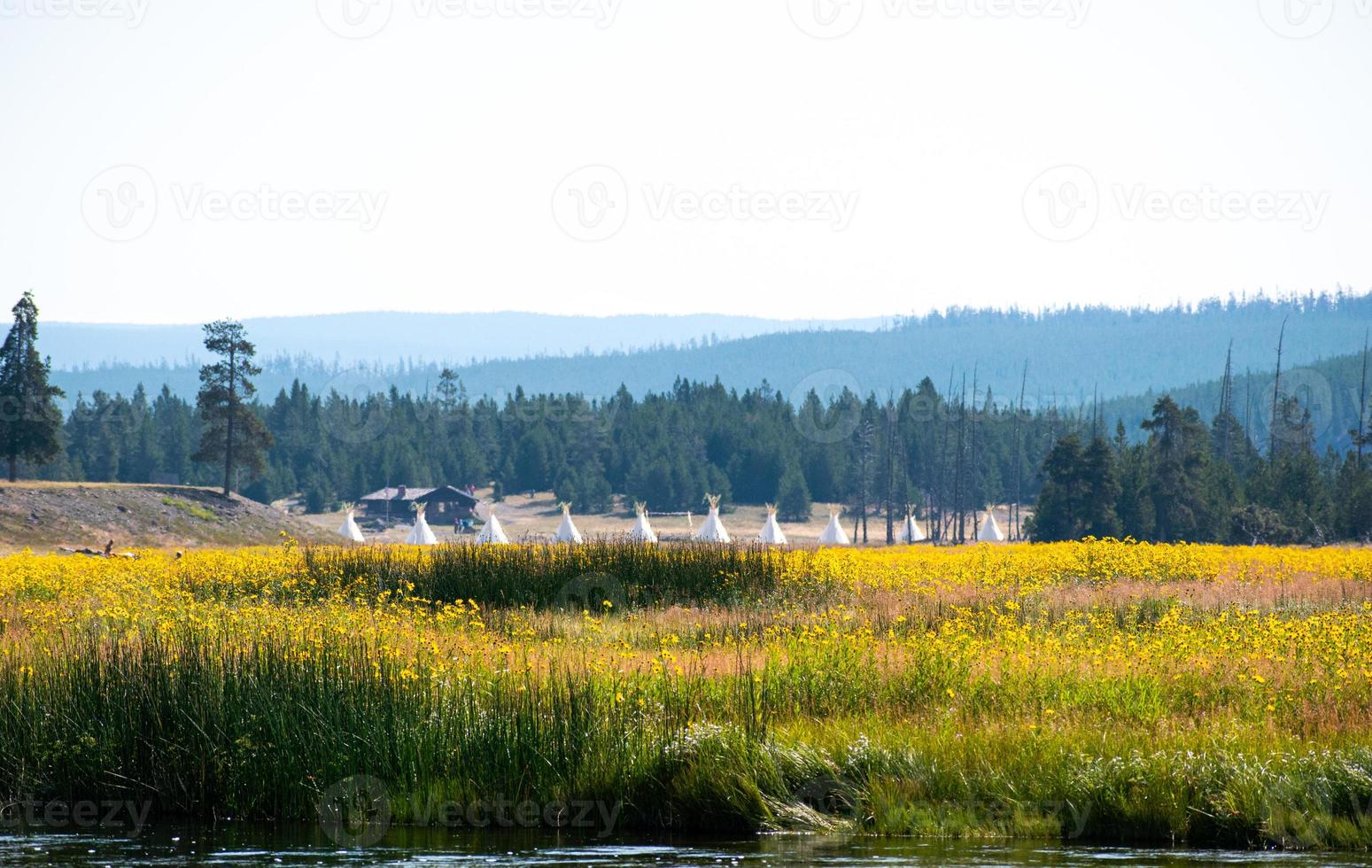 Teepees At A Campground In Yellowstone National Park photo