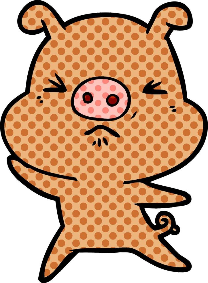 cartoon angry pig vector