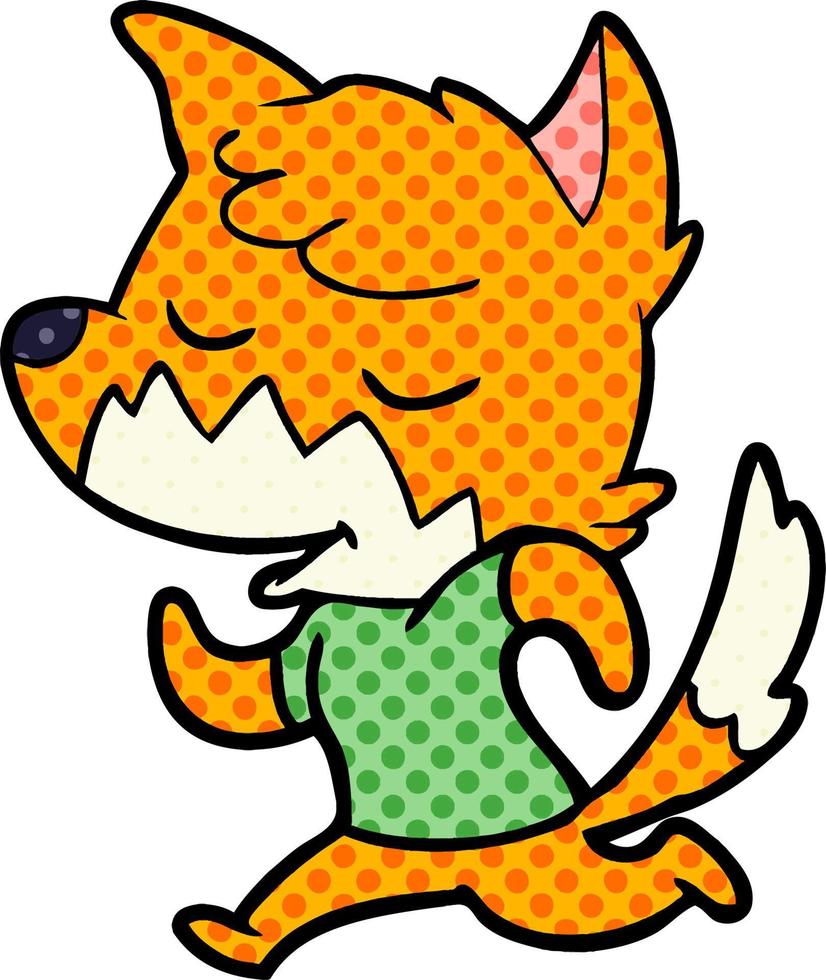 friendly cartoon fox running vector