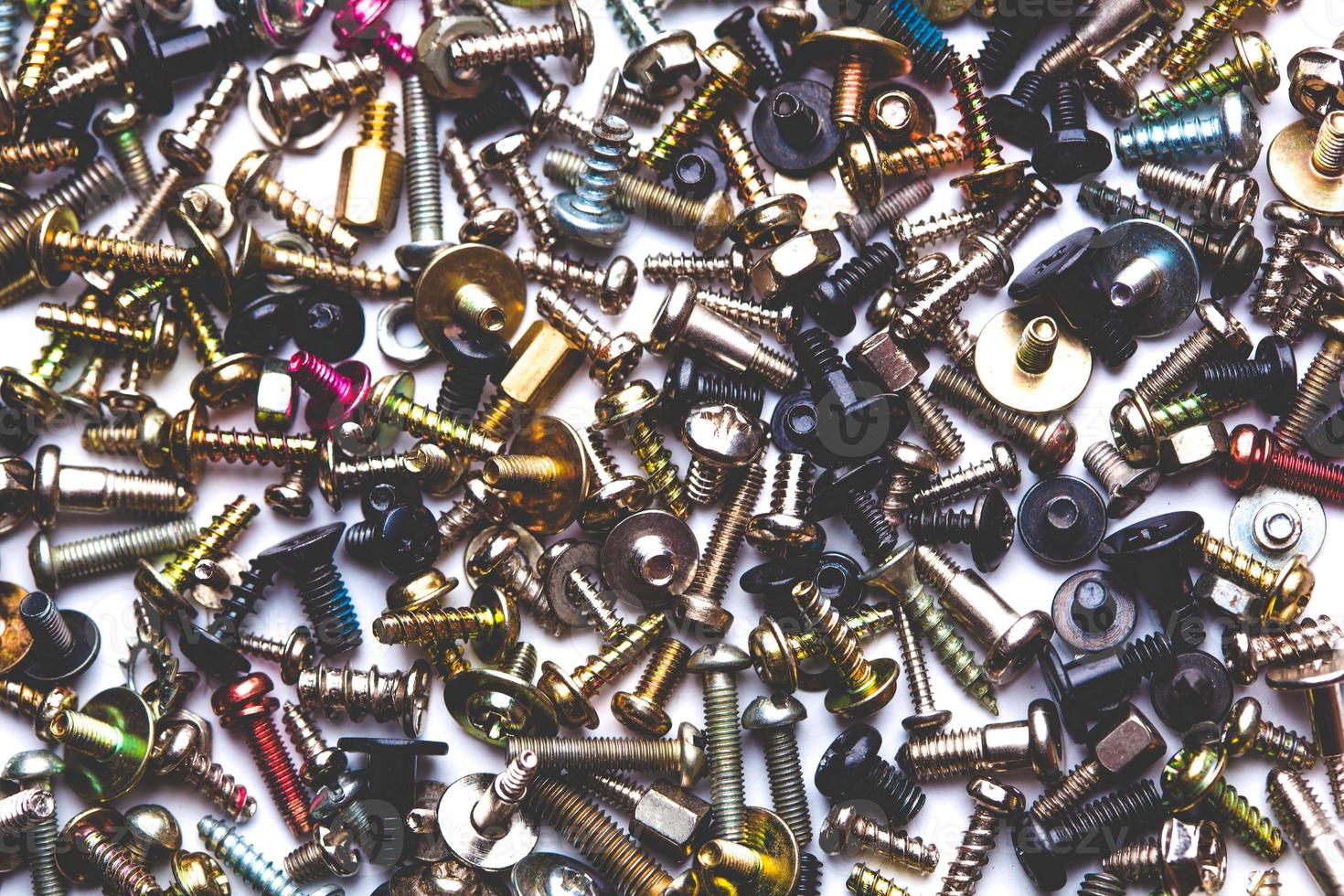 close up assortment many different bolts and screws photo
