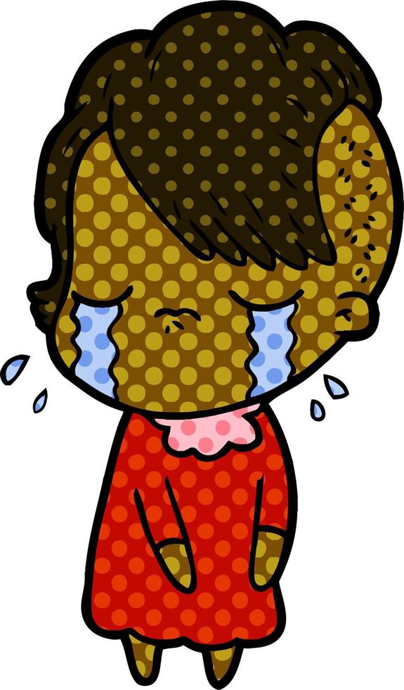 cartoon crying girl vector