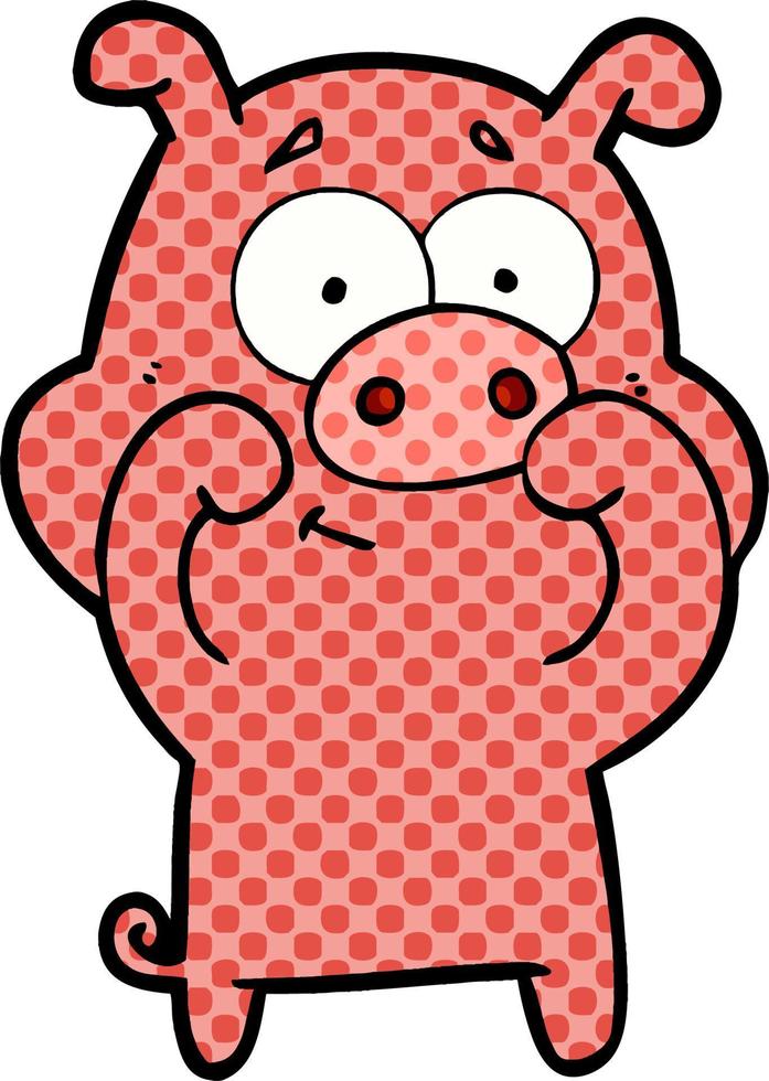happy cartoon pig vector