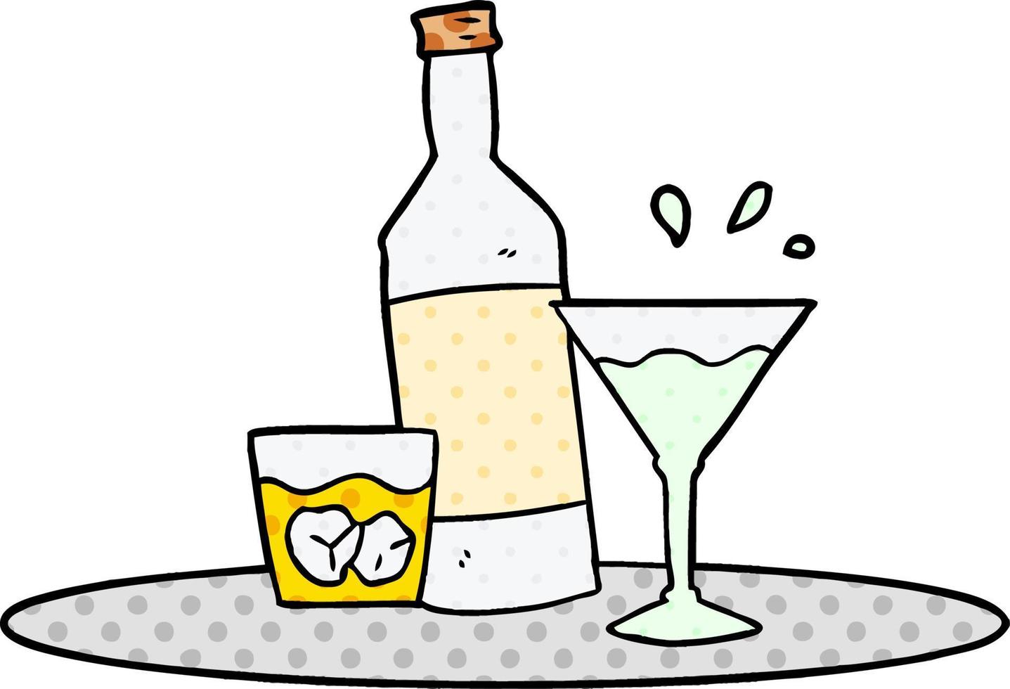 bebidas de dibujos animados en la bandeja vector