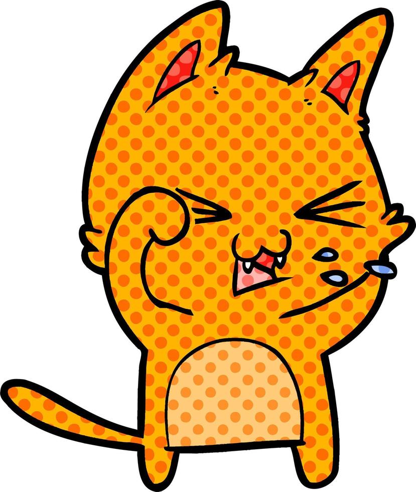 cartoon cat hissing vector