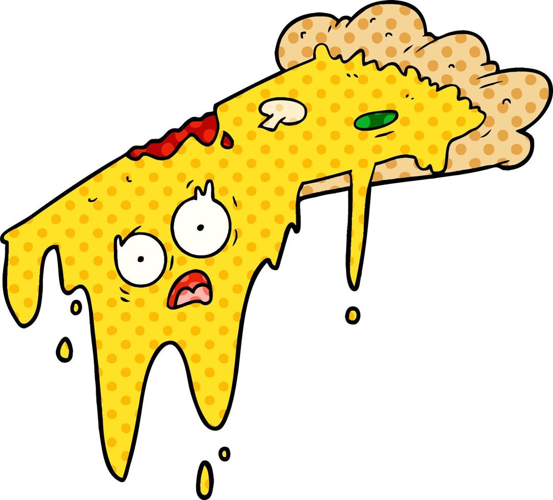 melting pizza cartoon vector