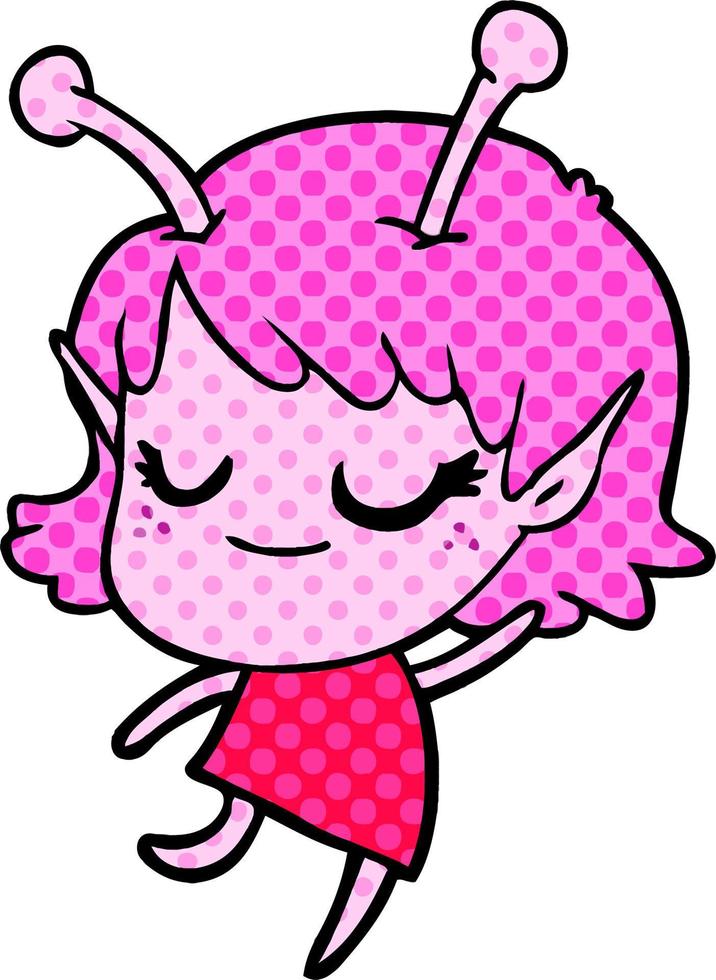 smiling alien girl cartoon vector