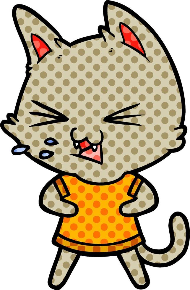 cartoon cat hissing vector