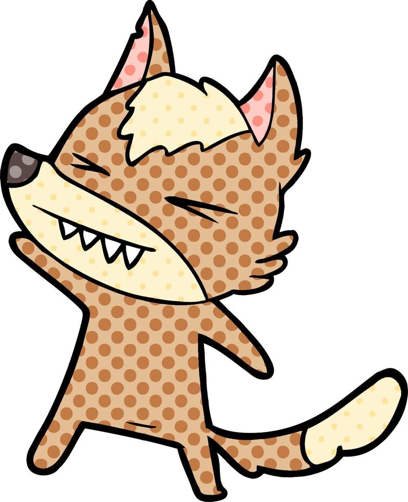 angry wolf cartoon vector