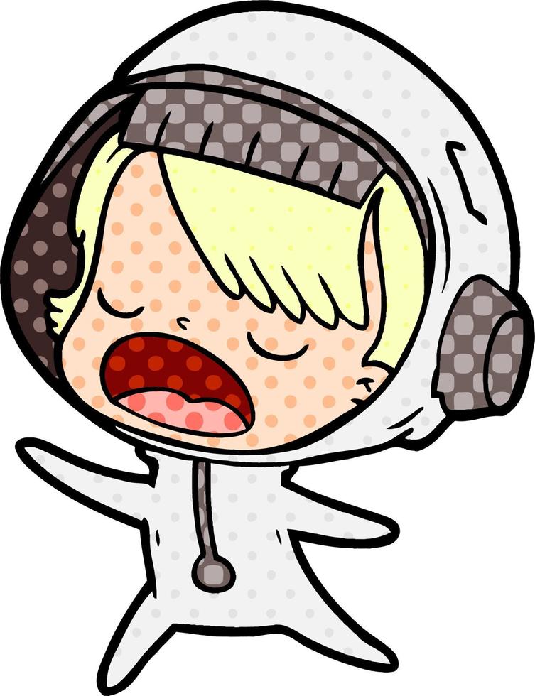 cartoon talking astronaut woman vector